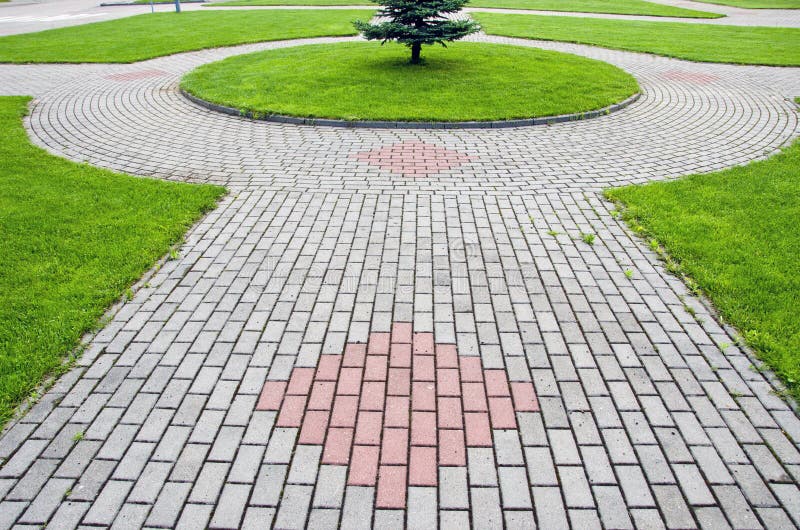 Pavement bricks construction in city square