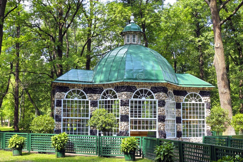 Pavilion for the birds in the park in St. Petersburg