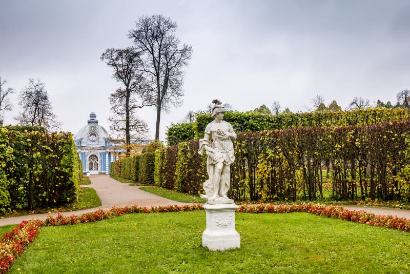 Pavilion Grotto in the Catherine Park in Pushkin in autumn.