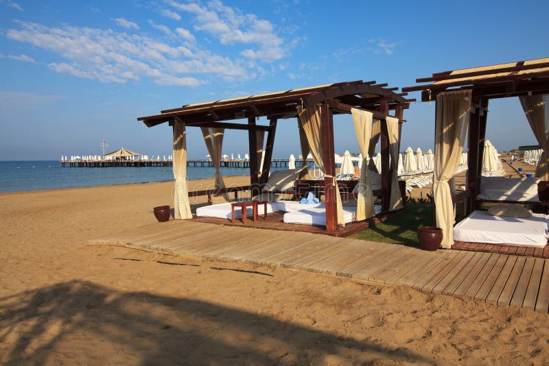 Pavilions on the beach stock image. Image of turkey, umbrella - 21797851