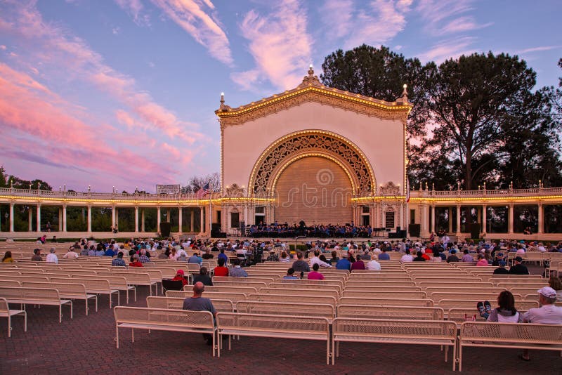Pavillon De Spreckels Au Coucher Du Soleil, Parc De Balboa
