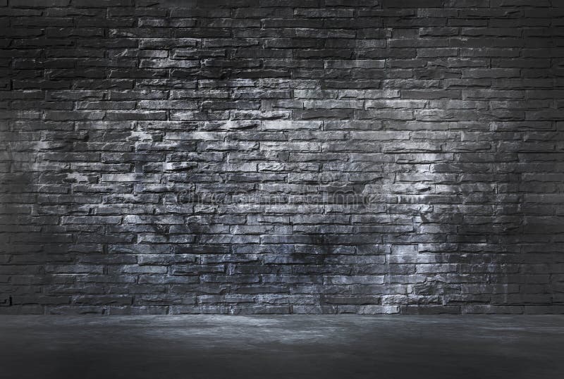 Pavimento nero del cemento e del muro di mattoni fotografia stock