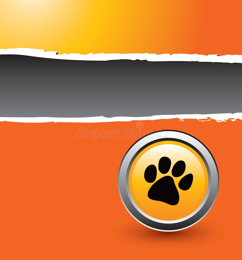 Paw print on ripped orange banner