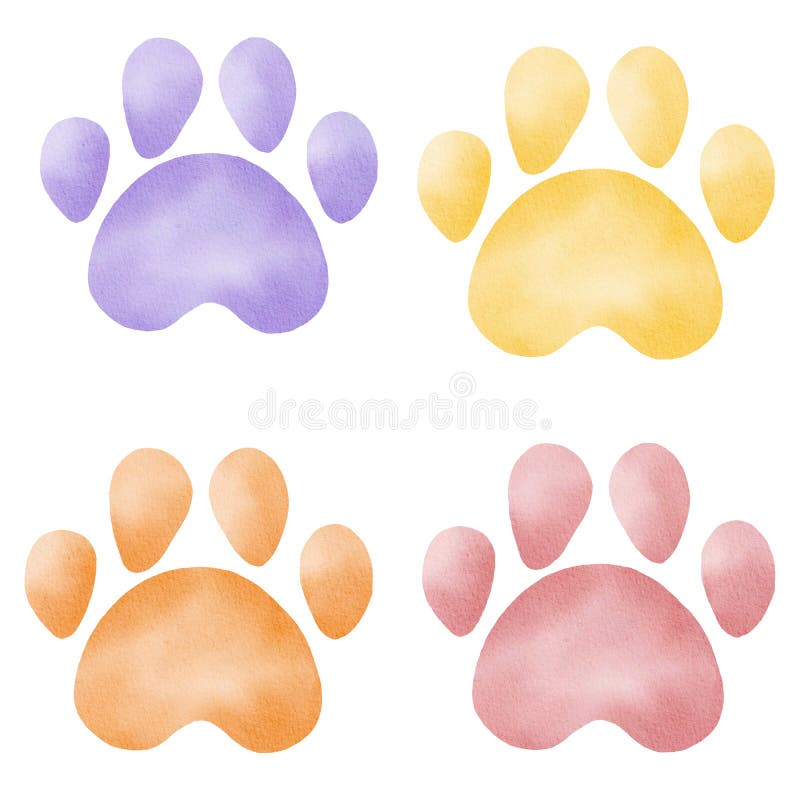 colorful paw prints clip art