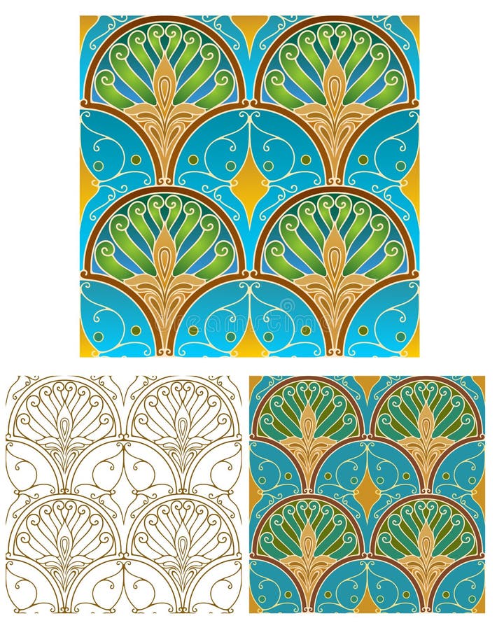 Pawi deco fan wzór royalty ilustracja Pawi deco fan wzór royalty ilustracja