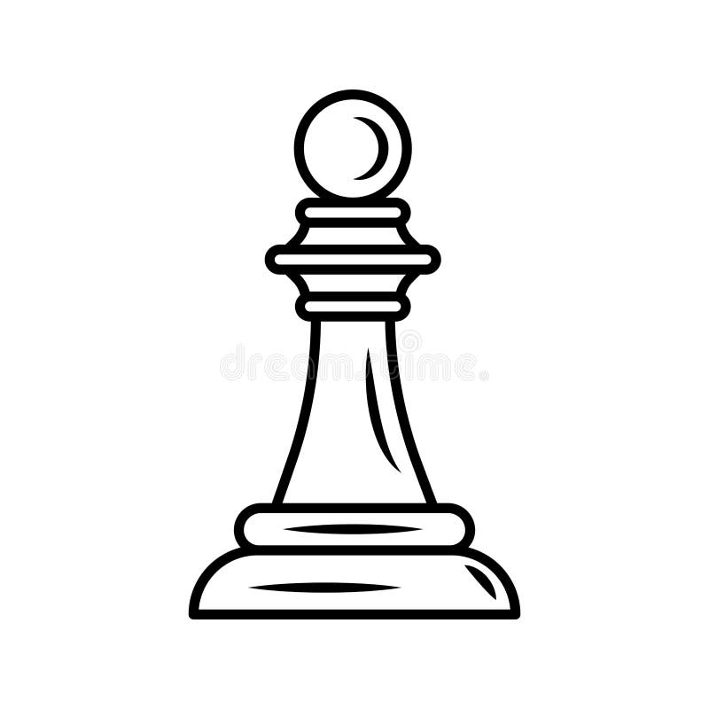 Pawn chess piece line art vector icon for apps or website Stock