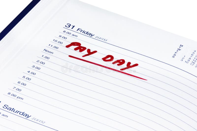 Pay day written in red in a diary