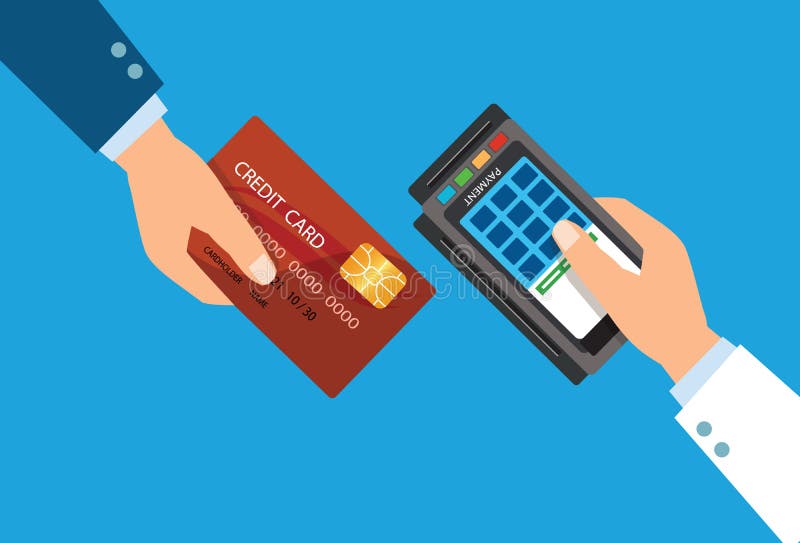 Pay Merchant Hands Credit Card Flat Vector Illustration Payment Edc