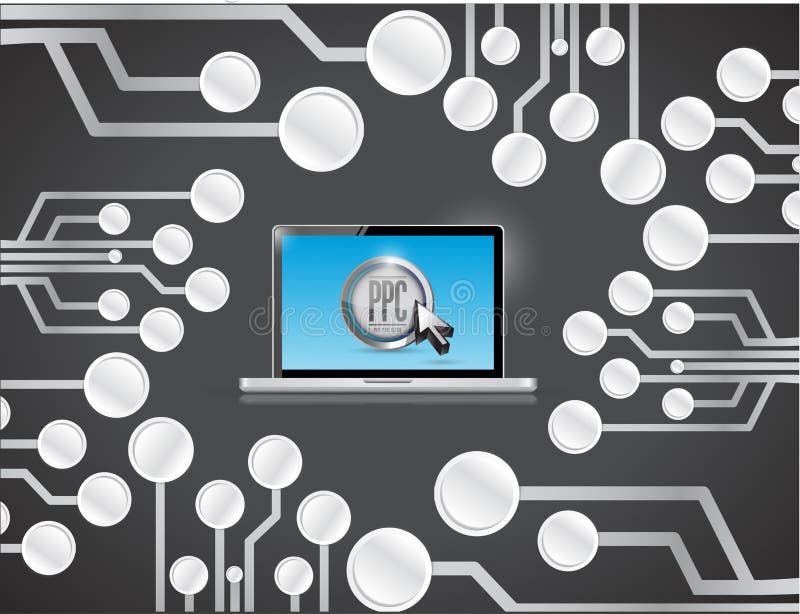 Pay per click computer circuit illustration design vector illustration