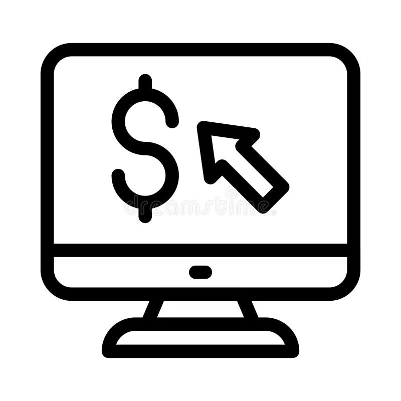 Pay Per Click Icon With Mouse And Coin, Line Stock Vector