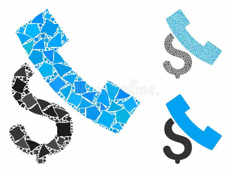 Pay phone call Composition Icon of Uneven Items vector illustration