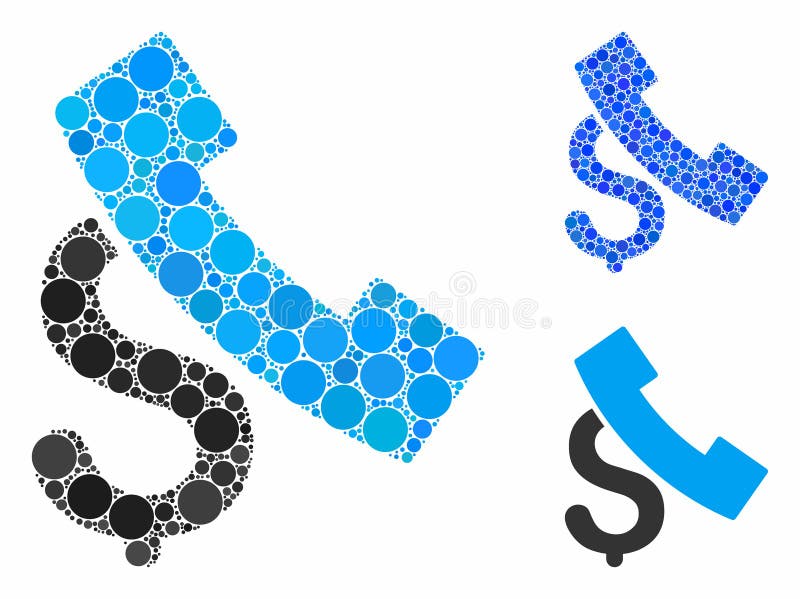 Pay phone call Mosaic Icon of Spheric Items vector illustration