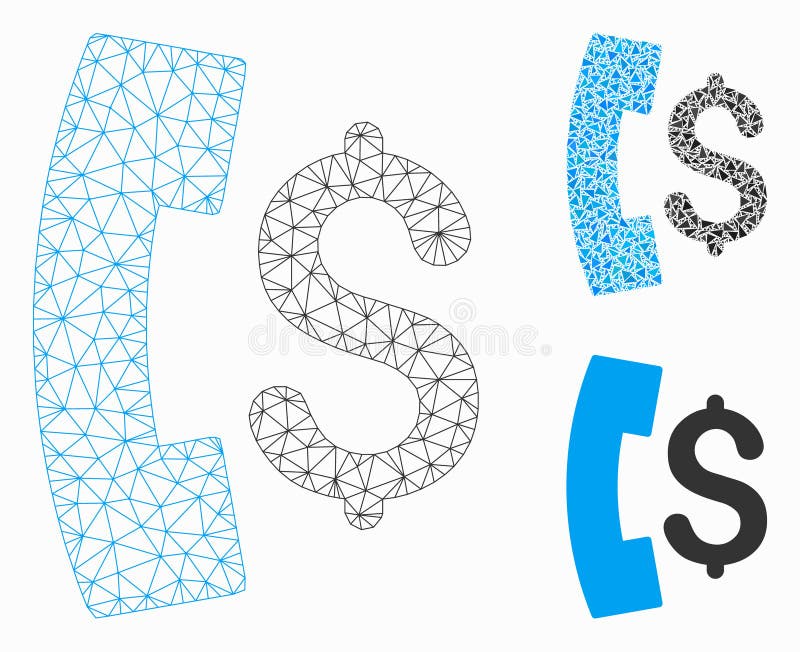 Pay Phone Call Vector Mesh Carcass Model and Triangle Mosaic Icon royalty free illustration