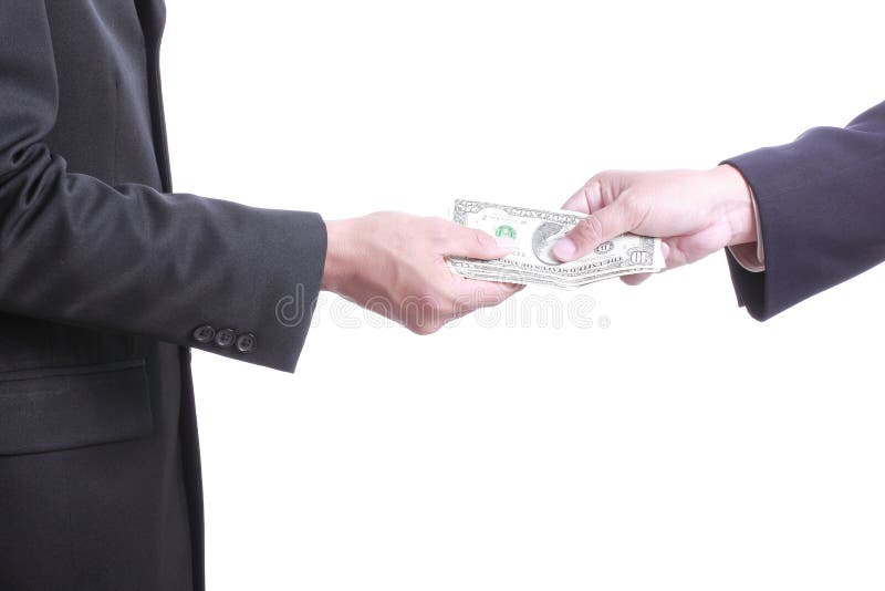 Payment dollor to hand stock photography