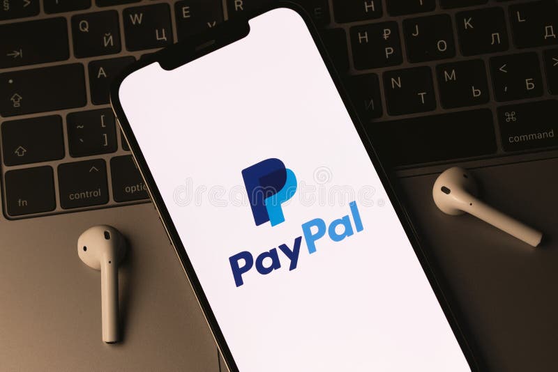 PayPal Logo Mobile App on Screen Smartphone IPhone and AirPods Macbook Editorial Photo Image of halting global 246018906