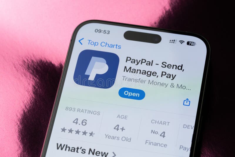 Paypal mobile application ranking stock image