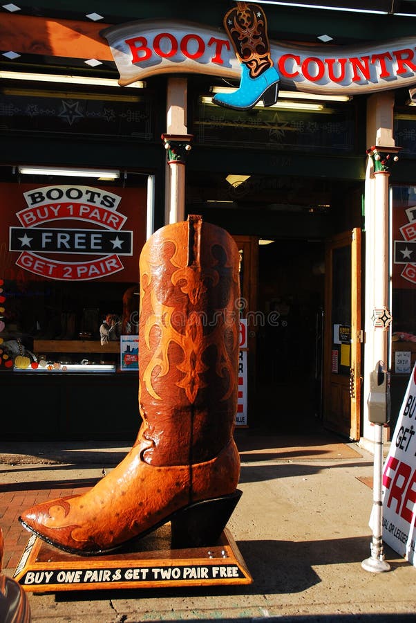 A giant cowboy boot lures customers outside of Boot Country in Nashville. A giant cowboy boot lures customers outside of Boot Country in Nashville