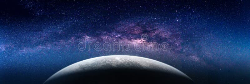 Papier Peint Panoramique Voie Lactée Planètes Ciel Étoilé