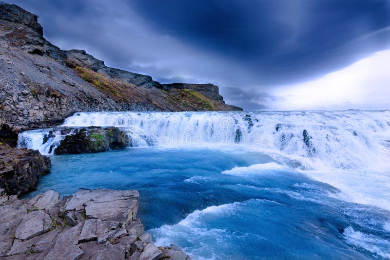 Paysage d'islandais de Gullfoss Waterfal images libres de droits Paysage d'islandais de Gullfoss Waterfal images libres de droits