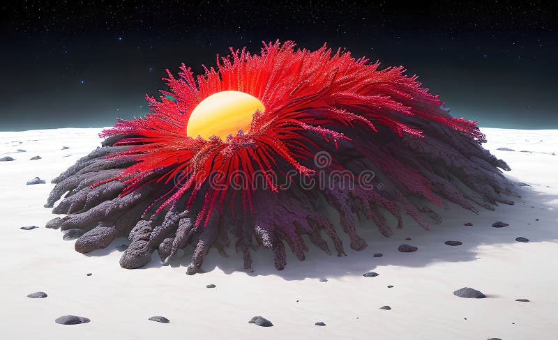 Paysage d'une planète extraterrestre vue d'une autre planète avec la vie extraterrestre fond science-fiction. ai génératif illustration stock