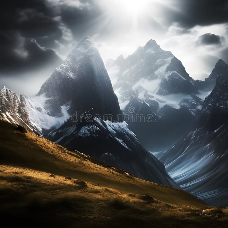 Paysage de montagne majestueux en hiver illustration libre de droits