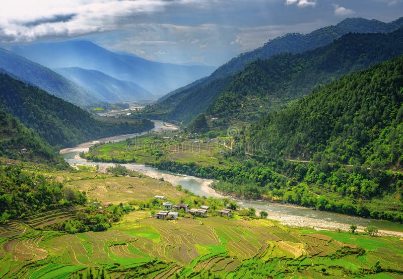 Paysage de nature du Bhutan de vallée images stock Paysage de nature du Bhutan de vallée images stock