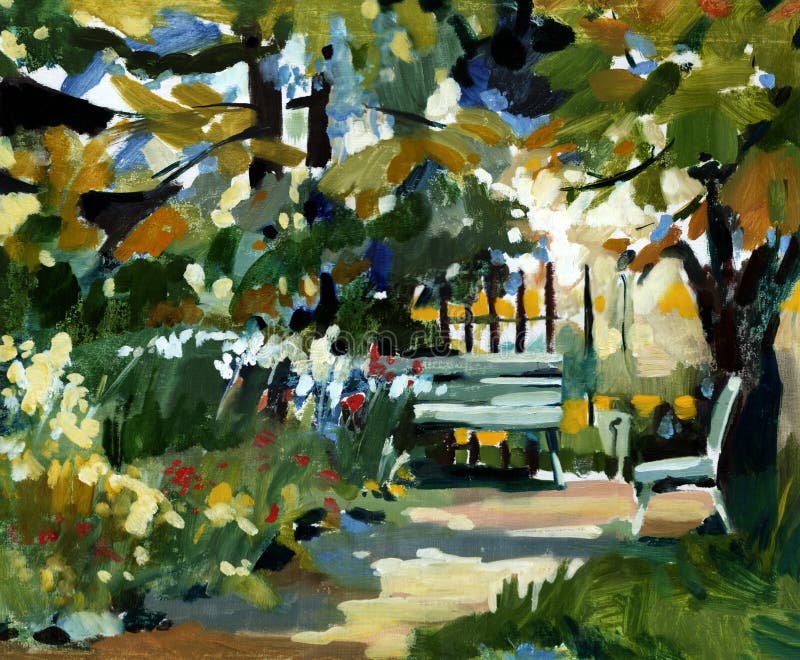 Paysage de peinture à l'huile illustration de vecteur Paysage de peinture à l'huile illustration de vecteur