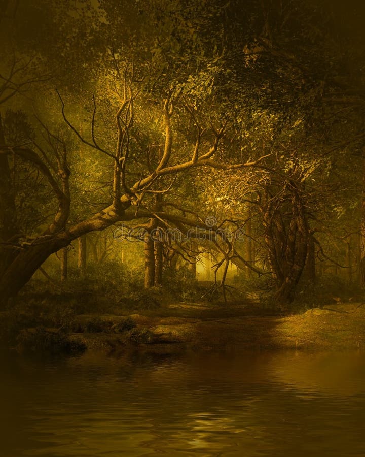 Paysage en bois d'imagination illustration de vecteur Paysage en bois d'imagination illustration de vecteur