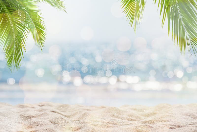 Paysage marin abstrait avec fond de plage tropicale palmier
