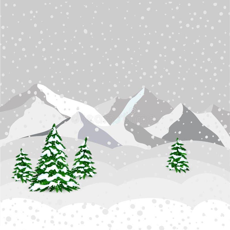 Paysage, montagne et forêt d'hiver dans le vecteur illustration libre de droits