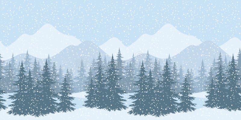 Paysage sans couture d'hiver avec des sapins illustration libre de droits