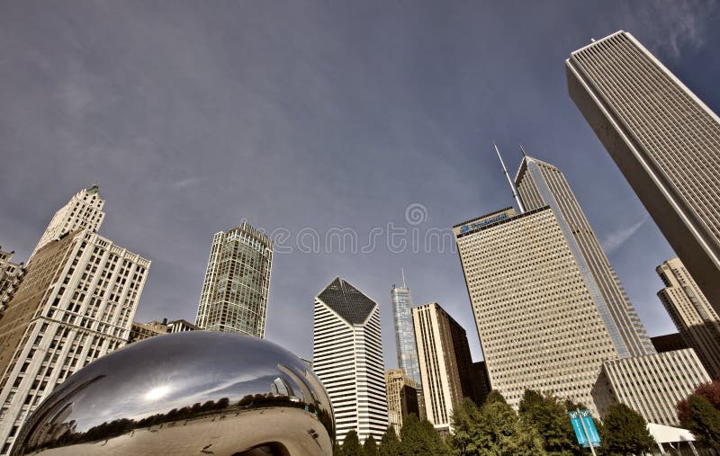 Paysage urbain de Chicago l'haricot image stock Paysage urbain de Chicago l'haricot image stock