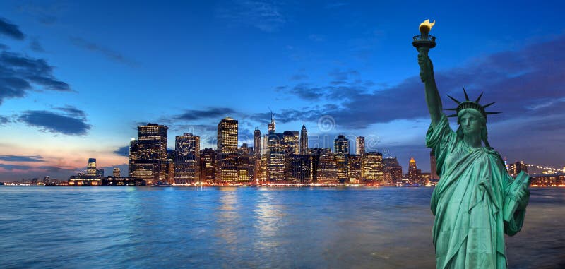 Paysage Urbain De New York Et Statue De La Liberté, Etats-Unis Photo stock - Image du york, manhattan: 37435790
