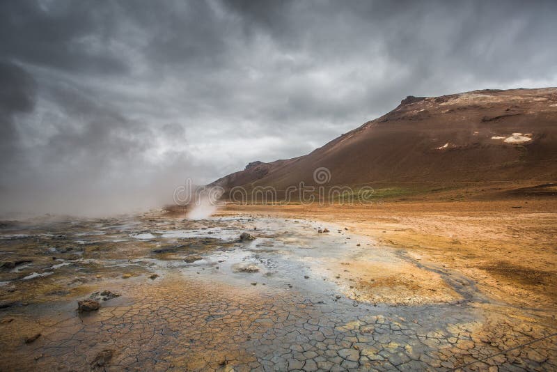 Paysage volcanique, Namafjall Hverir Islande photographie stock Paysage volcanique, Namafjall Hverir Islande photographie stock