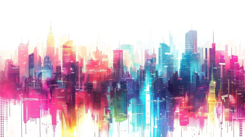 Electric cityscapes alive with color and vitality. Generative AI. Electric cityscapes alive with color and vitality. Generative AI