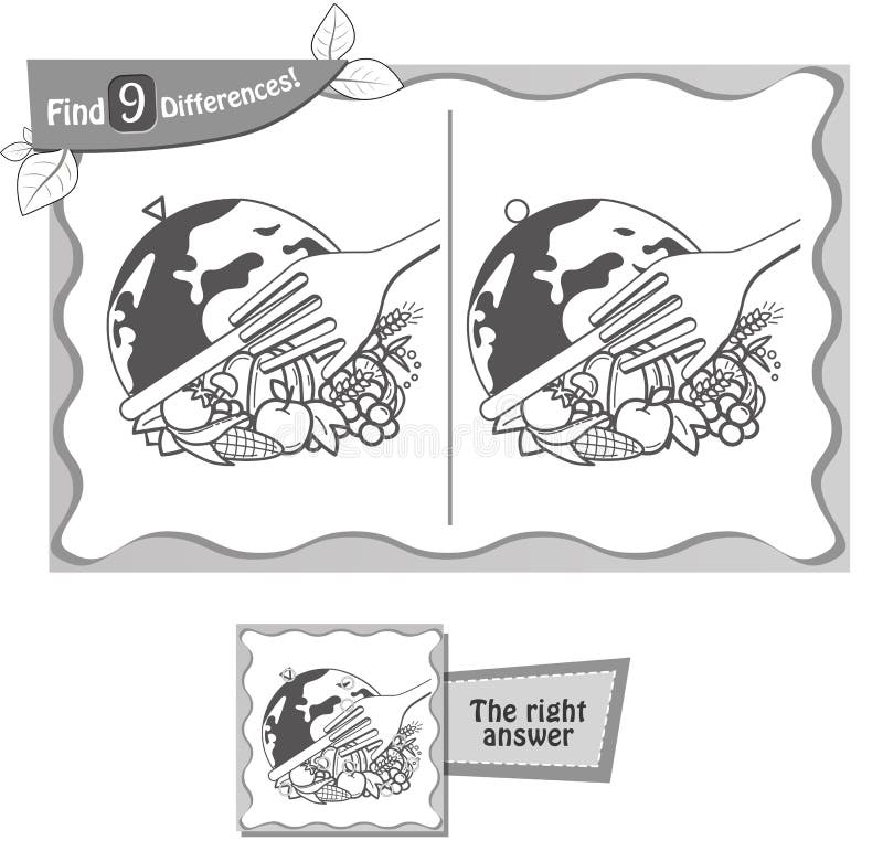 Paz do alimento do jogo das diferenças do achado 9 ilustração do vetor Paz do alimento do jogo das diferenças do achado 9 ilustração do vetor