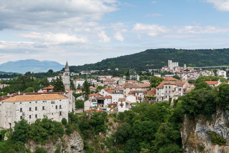 Pazin Castle Montecuccoli, panorama of old town districts, Croatia