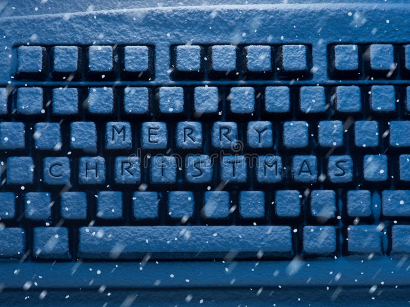 Computer Keyboard With Text Merry Christmas On Buttons Covered With