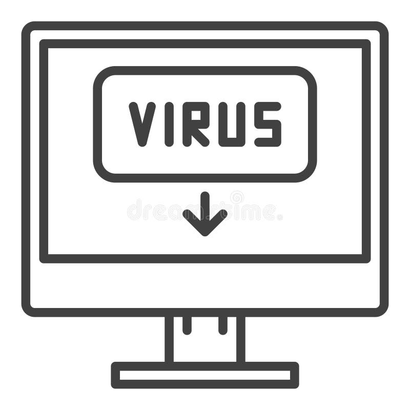 PC Computer Virus vector linear icon or symbol vector illustration
