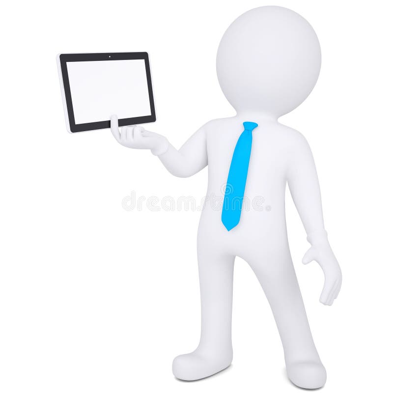 PC de la tableta de la tenencia del hombre 3d stock de ilustración PC de la tableta de la tenencia del hombre 3d stock de ilustración