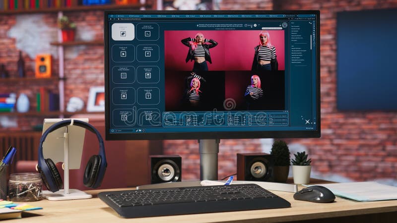 PC display with AI GPT generating photographs royalty free stock images