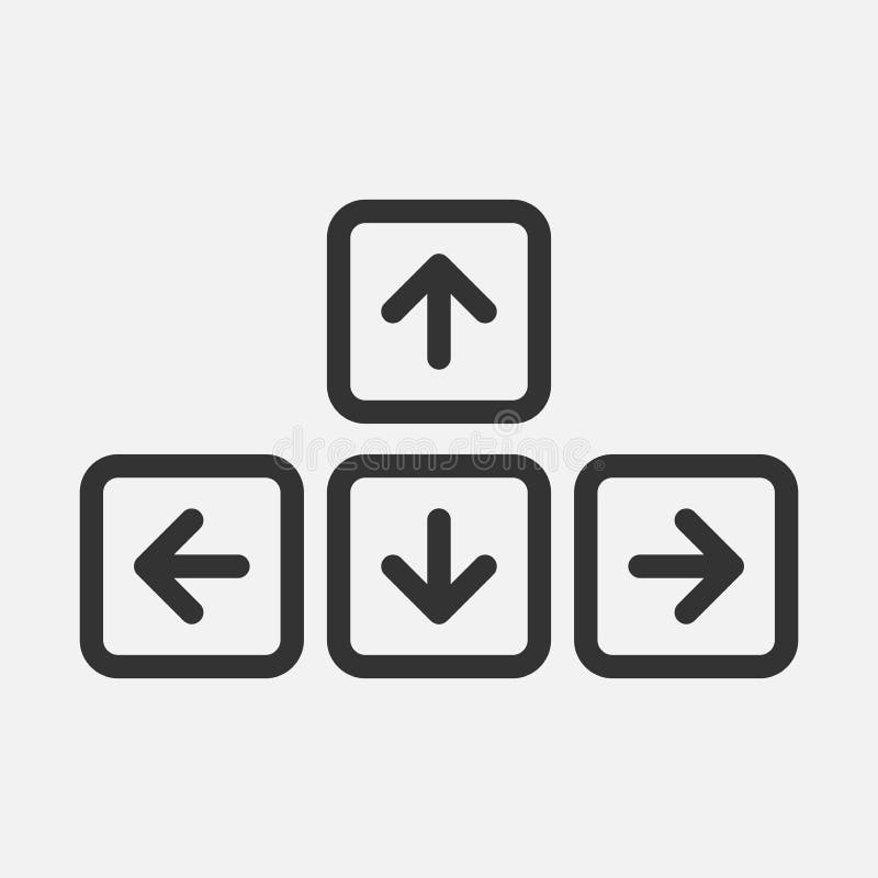 PC keyboard arrow keys linear vector icon isolated on white background.