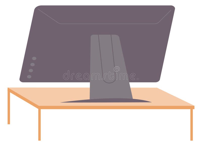Pc monitor back view. Computer screen icon royalty free illustration