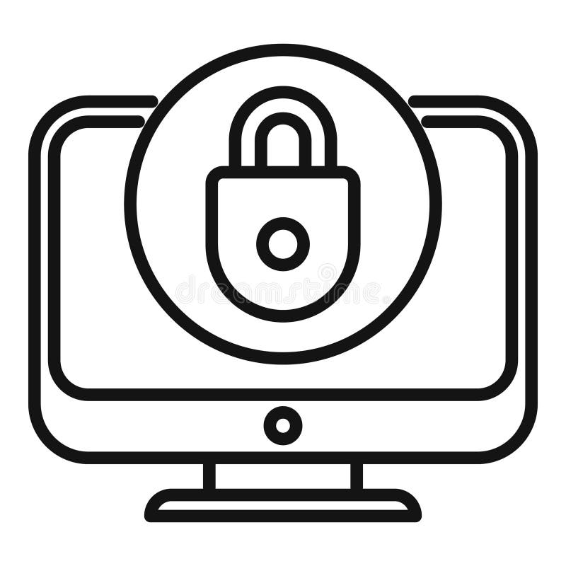 Pc monitor password icon outline vector. Personal login stock illustration