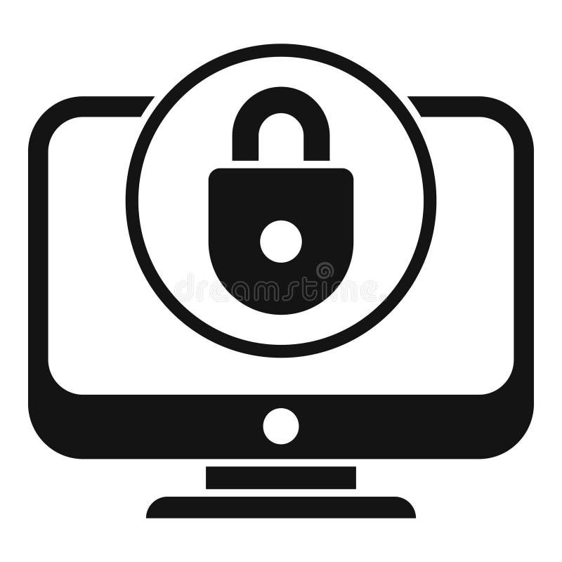 Pc monitor password icon simple vector. Personal login vector illustration