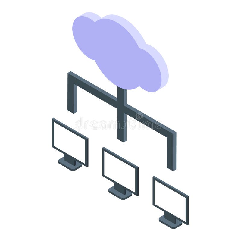Pc network cloud icon isometric vector. Internet data vector illustration