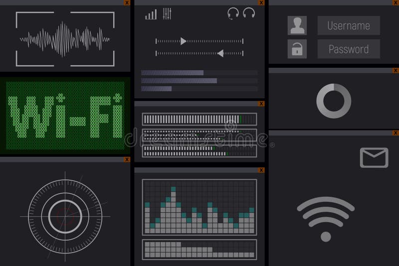 PC software with wi-fi. royalty free illustration