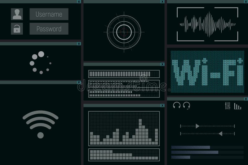 PC software with wi-fi. stock illustration