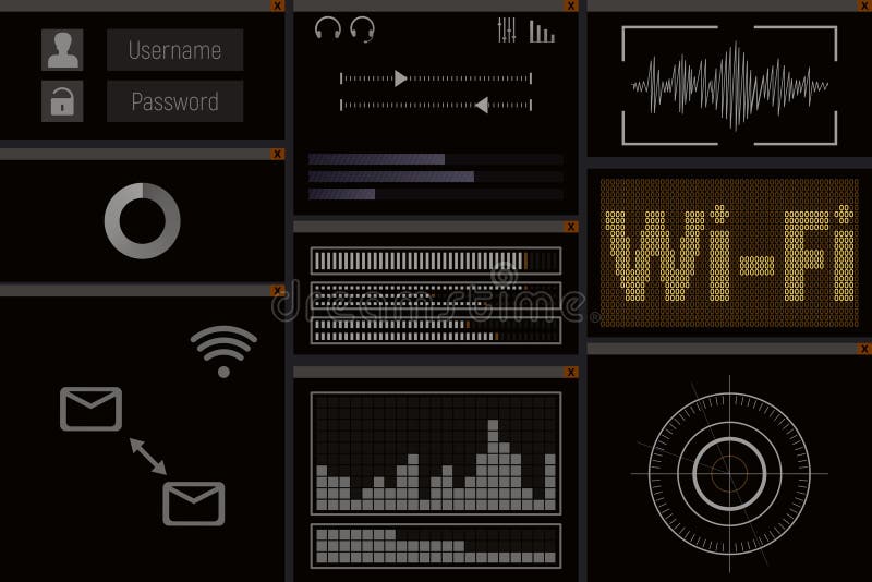 PC software with wi-fi. stock illustration