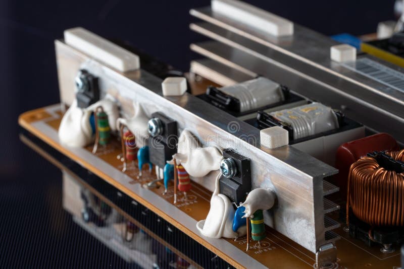 PCB Power Supply with Mosfet Transistor Stock Photo Image of silicon